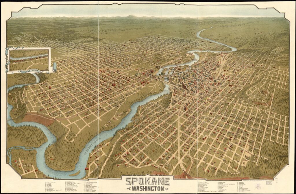map of spokane ca 1905